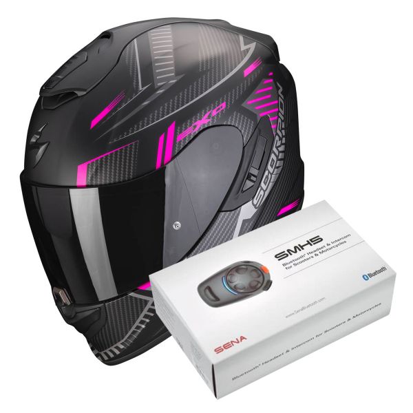 Integral Scorpion Exo 1400 Evo Air Shell Matt Black Pink + Intercom Sena SMH5