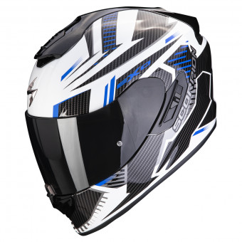 Scorpion Exo 1400 Evo Air Shell White Blue + Intercom Sena SMH5