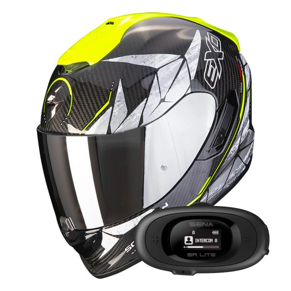 Integral Scorpion Exo 1400 Evo Carbon Air Aranea Black Neon Yellow + Kit bluetooth 5R Lite