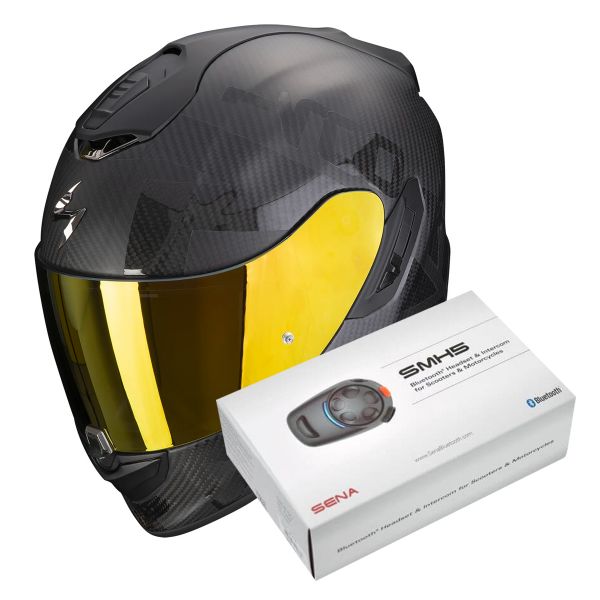 Integral Scorpion Exo 1400 Evo Carbon Air Cerebro Black + Intercom Sena SMH5