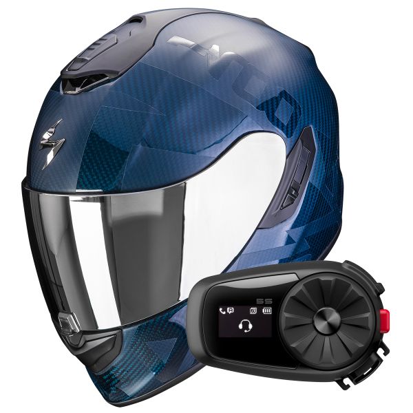 Integral Scorpion Exo 1400 Evo Carbon Air Cerebro Blue + Kit Bluetooth 5S
