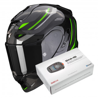 Integral Scorpion Exo 1400 Evo Carbon Air Kydra Black Green + Intercom Sena SMH5