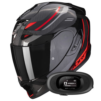 Integral Scorpion Exo 1400 Evo Carbon Air Kydra Black Red + Kit bluetooth 5R Lite