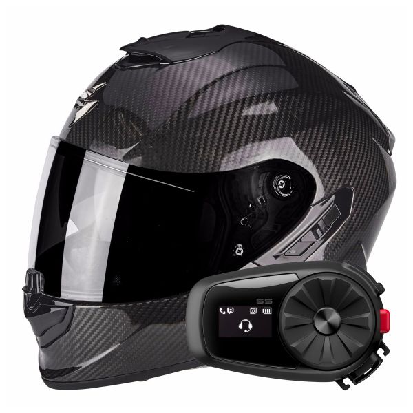 Integral Scorpion Exo 1400 Evo Carbon Air Solid Black + Kit Bluetooth 5S