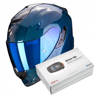 Integral Scorpion Exo 1400 Evo Carbon Air Solid Blue + Intercom Sena SMH5