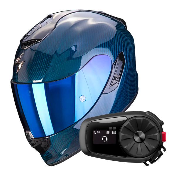 Integral Scorpion Exo 1400 Evo Carbon Air Solid Blue + Kit Bluetooth 5S