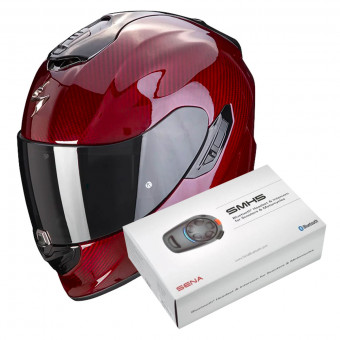 Integral Scorpion Exo 1400 Evo Carbon Air Solid Red + Intercom Sena SMH5
