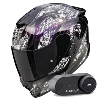 Integral Scorpion Exo 1400 Evo II Air Fantasy Black White + Kit Bluetooth Lokui K30