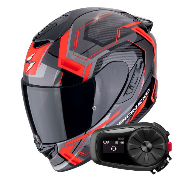 Integral Scorpion Exo 1400 Evo II Air Linart Black Red + Kit Bluetooth 5S Solo
