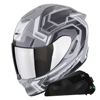 Integral Scorpion Exo 1400 Evo II Air Linart Grey White + Kit bluetooth Exo-Com Link-1C