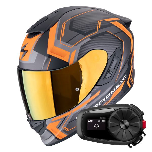 Integral Scorpion Exo 1400 Evo II Air Linart Matt Black Orange + Kit Bluetooth 5S Solo