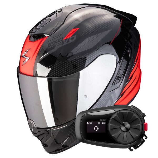 Integral Scorpion Exo 1400 Evo II Air Luma Black Red +Kit Bluetooth 5S