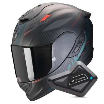 Integral Scorpion Exo 1400 Evo II Air Luma Matt Black Green + Kit Bluetooth BT Mini
