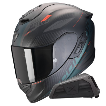 Integral Scorpion Exo 1400 Evo II Air Luma Matt Black Green + Kit bluetooth Exo-Com Link-1