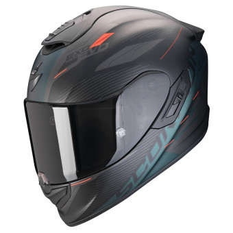 Scorpion Exo 1400 Evo II Air Luma Matt Black Green + Kit Bluetooth Lokui K30