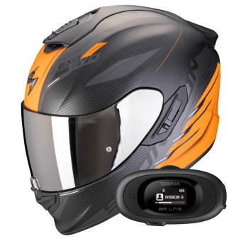 Integral Scorpion Exo 1400 Evo II Air Luma Matt Black Orange + Kit bluetooth 5R Lite