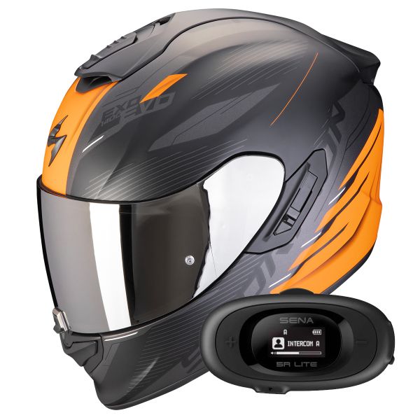 Integral Scorpion Exo 1400 Evo II Air Luma Matt Black Orange + Kit bluetooth 5R Lite