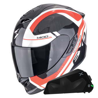 Integral Scorpion Exo 1400 Evo II Carbon Air Enko Red + Kit bluetooth Exo-Com Link-1C