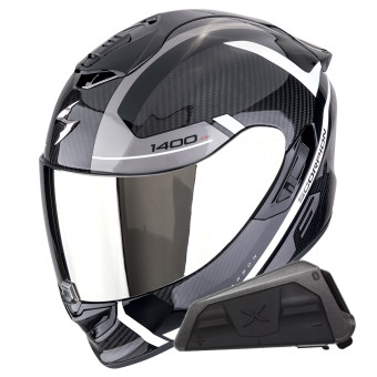 Integral Scorpion Exo 1400 Evo II Carbon Air Enko Silver + Kit bluetooth Exo-Com Link-1