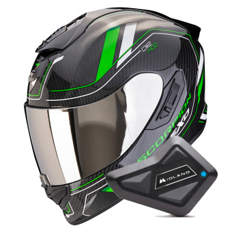 Integral Scorpion Exo 1400 Evo II Carbon Air Mirage Black Green + Kit Bluetooth BT Mini