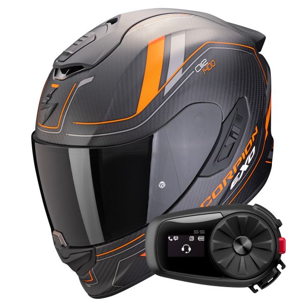 Integral Scorpion Exo 1400 Evo II Carbon Air Mirage Matt Black Orange+ Kit Bluetooth 5S So