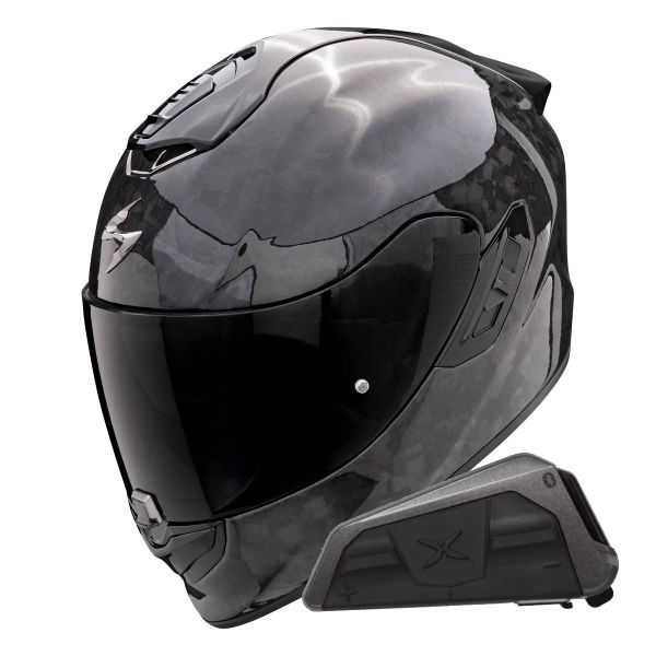 Integral Scorpion Exo 1400 Evo II Carbon Air Onyx Black + Kit bluetooth Exo-Com Link-1