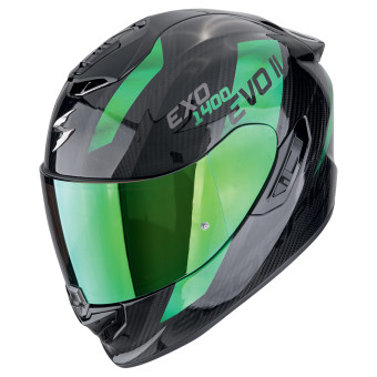 Scorpion Exo 1400 Evo II Carbon Air Platted Green + Kit bluetooth Exo-Com Link-1C