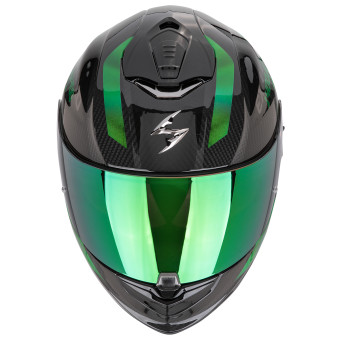Scorpion Exo 1400 Evo II Carbon Air Platted Green + Kit bluetooth Exo-Com Link-1C