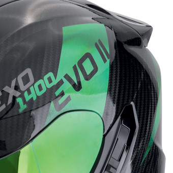 Scorpion Exo 1400 Evo II Carbon Air Platted Green + Kit bluetooth Exo-Com Link-1C