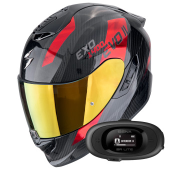 Casque Integral Scorpion Exo 1400 Evo II Carbon Air Platted Black Red + Kit bluetooth 5R Lite Casque Integral Scorpion Exo 1400 Evo II Carbon Air Platted Black Red + Kit bluetooth 5R Lite