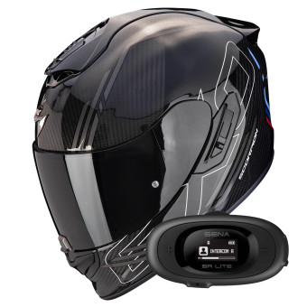 Integral Scorpion Exo 1400 Evo II Carbon Air Reika Black Silver Blue + Kit bluetooth 5R Li
