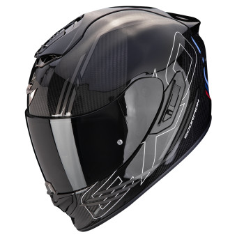 Scorpion Exo 1400 Evo II Carbon Air Reika Silver + Kit bluetooth Exo-Com Link-1C