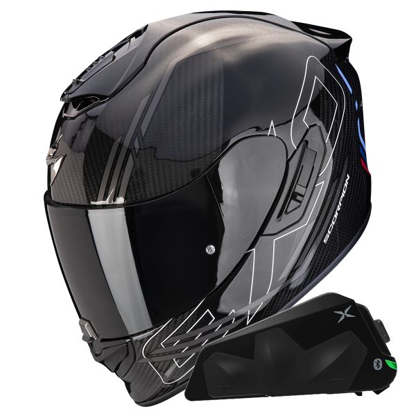 Integral Scorpion Exo 1400 Evo II Carbon Air Reika Silver + Kit bluetooth Exo-Com Link-1C