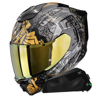 Casque Integral Scorpion Exo 1500 Air Apus Black Grey Gold + Kit bluetooth Exo-Com Link-1C Casque Integral Scorpion Exo 1500 Air Apus Black Grey Gold + Kit bluetooth Exo-Com Link-1C