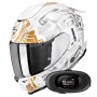 Casque Integral Scorpion Exo 1500 Air Apus Pearl White Grey Gold + Kit Bluetooth 5S Solo