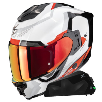 Casque Integral Scorpion Exo 1500 Air Arena White Red + Kit bluetooth Exo-Com Link-1C Casque Integral Scorpion Exo 1500 Air Arena White Red + Kit bluetooth Exo-Com Link-1C