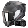 Casque Integral Scorpion Exo 1500 Air Dual Matt Silver Black Red + Kit Bluetooth 5S Solo