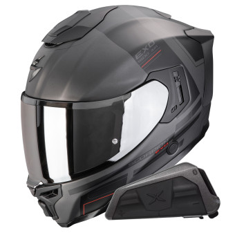 Casque Integral Scorpion Exo 1500 Air Dual Matt Silver Black Red + Kit bluetooth Exo-Com Link-1 Casque Integral Scorpion Exo 1500 Air Dual Matt Silver Black Red + Kit bluetooth Exo-Com Link-1