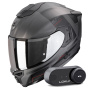 Casque Integral Scorpion Exo 1500 Air Dual Matt Silver Black Red + Kit Bluetooth Lokui K30
