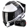 Casque Integral Scorpion Exo 1500 Air Dual White Black Blue + Kit Bluetooth 5S Solo