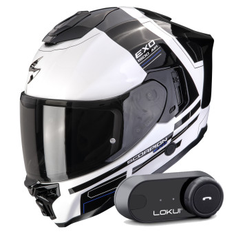 Integral Scorpion Exo 1500 Air Dual White Black Blue + Kit Bluetooth Lokui K30