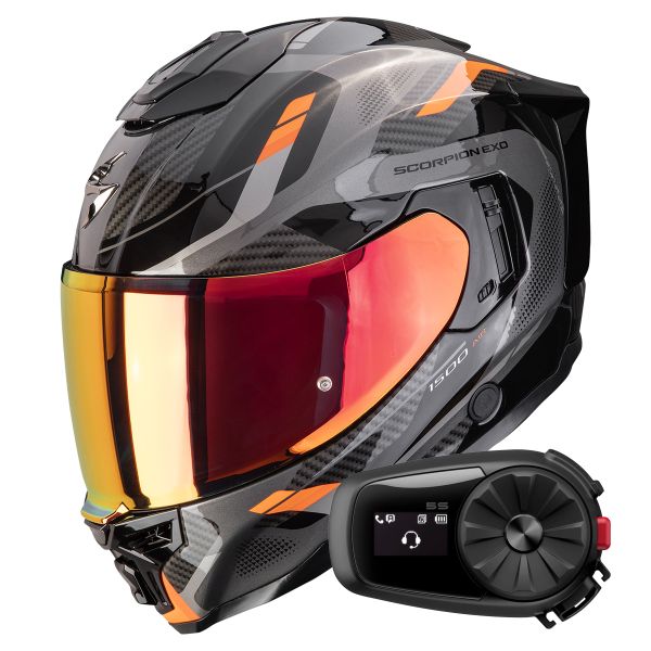 Integral Scorpion Exo 1500 Air Sleek Black Orange + Kit Bluetooth 5S Solo