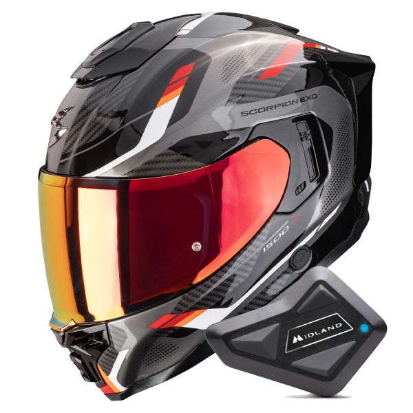 Integral Scorpion Exo 1500 Air Sleek Black Red + Kit Bluetooth BT Mini