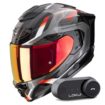 Casque Integral Scorpion Exo 1500 Air Sleek Black Red + Kit Bluetooth Lokui K30 Casque Integral Scorpion Exo 1500 Air Sleek Black Red + Kit Bluetooth Lokui K30