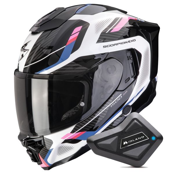 Integral Scorpion Exo 1500 Air Sleek White Black Pink + Kit Bluetooth BT Mini