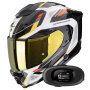 Casque Integral Scorpion Exo 1500 Air Sleek White Blue Yellow + Kit bluetooth 5R Lite Solo