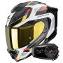 Casque Integral Scorpion Exo 1500 Air Sleek White Blue Yellow + Kit Bluetooth 5S Solo