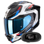 Casque Integral Scorpion Exo 1500 Air Sleek White Red Blue + Kit bluetooth 5R Lite Solo