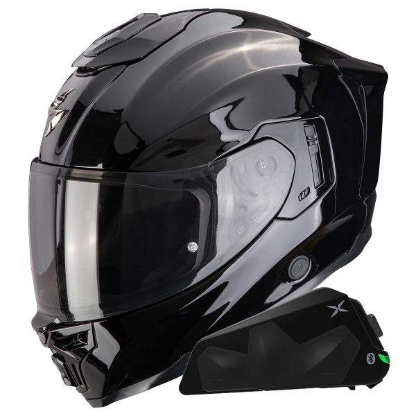 Integral Scorpion Exo 1500 Air Solid Black + Kit bluetooth Exo-Com Link-1C