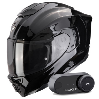 Casque Integral Scorpion Exo 1500 Air Solid Black + Kit Bluetooth Lokui K30